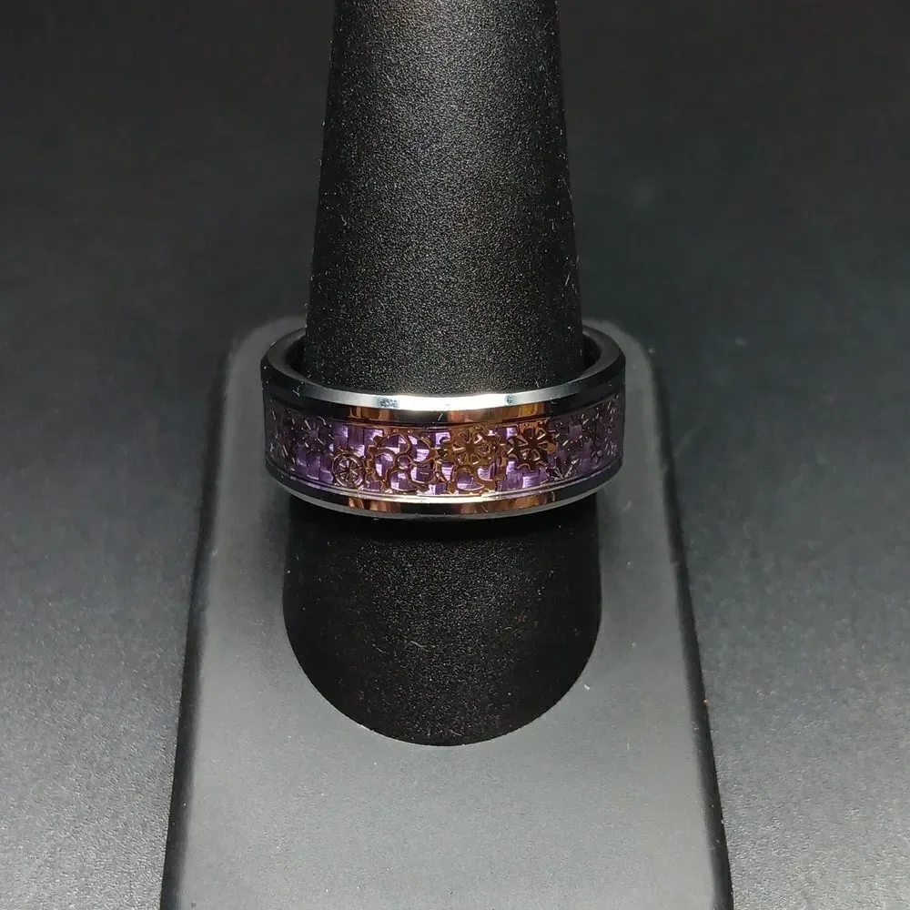 ITungsten Purple & Silver Size 10‎ Men's Ring New